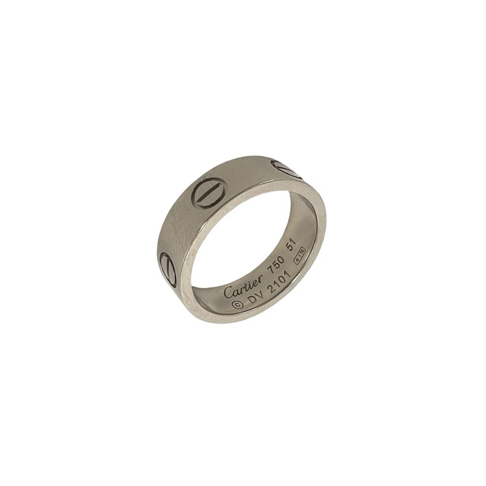 CARTIER Love Ring, 18K White Gold (750WG), Size #51, Silver, 3314c